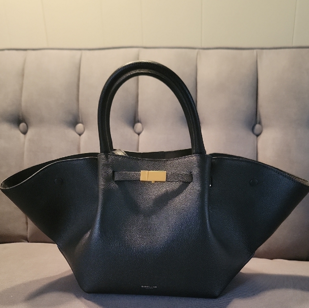 NWOT DeMellier The Midi New York Black Leather Top Handle Shoulder Bag